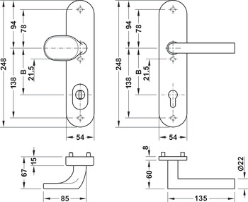 Bezpečnostní dveřní kliky, Hliník, Startec, model SDH 2113 třída odolnosti 1
