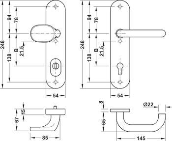 Bezpečnostní dveřní kliky, Hliník, Startec, model SDH 2112 třída odolnosti 1