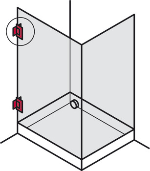 závěs sprchových dveří, Pro spojení stěny-skla