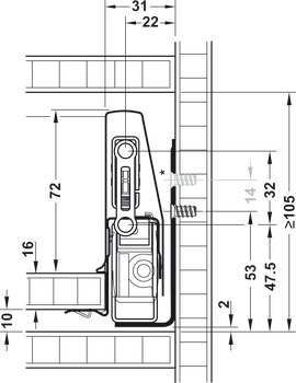 Systém zásuvkových výsuvů s bočnicí, Häfele Matrix Box P35, výška bočnice 92 mm, nosnost 35 kg