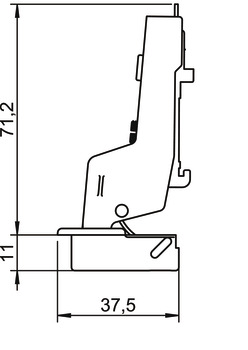 Nábytkový závěs, Häfele Metalla 110 SM 105°, vložená montáž