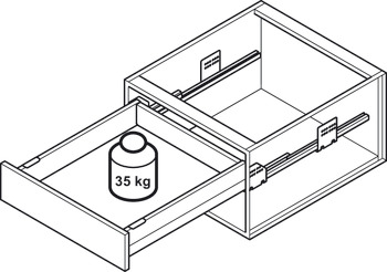 Systém zásuvkových výsuvů s bočnicí, Häfele Matrix Box P35, výška bočnice 92 mm, nosnost 35 kg