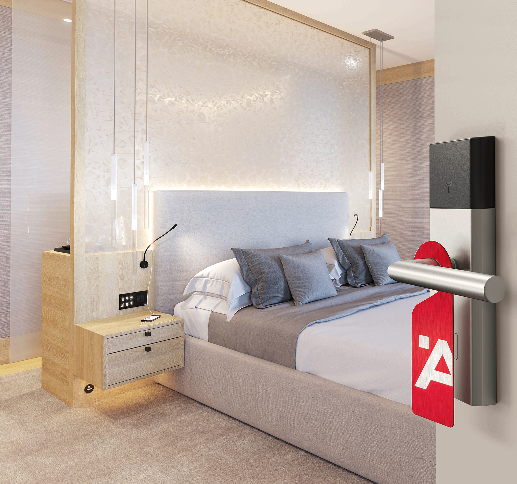 One Room, one Face – one Style. Häfele creates the optimal conditions for target group-oriented furnishing of hotel rooms with its comprehensive, internationally available hotel assortment, which contains more than 200 products.
