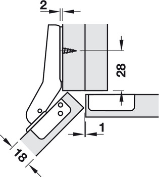Miskový závěs,Häfele Metallamat A/SM 92°, pro rohové aplikace 45°