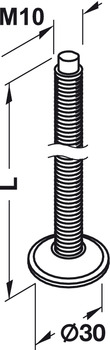 Nastavovací šroub,závit M10, otočné, délka 60–120 mm
