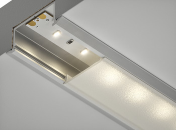 Krycí profil, Pro vyfrézovanou drážku 22 mm, osvětlovací panel pro osvětlovací LED pásky, plast