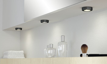 Zapuštěné svítidlo / stropní svítidlo pro povrchovou montáž, Häfele Loox LED 2020, 12 V, vrtaný otvor Ø 55 mm, zinková slitina