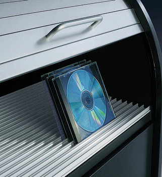 Úložný systém pro CD/DVD, hliník, barva stříbra, elox