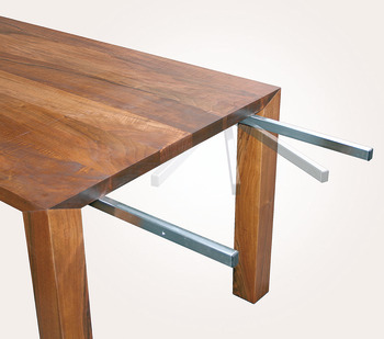 Otočná podpěra, pro doplňkovou stolovou desku, kování pro rozkládací stoly