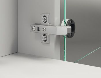Nábytkový závěs, Häfele Metalla Mini A 95°, pro aplikace do slepého rohu na skleněné dveře