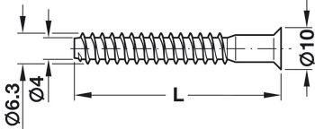 Spojovací kování, Konfirmát Häfele, zápustná hlava, pro vrtaný otvor Ø 5 mm, SW4