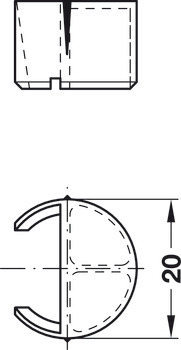 Nábytkový spoj, Rasant-Tab, k nasunutí do vrtaného otvoru ⌀ 5 mm