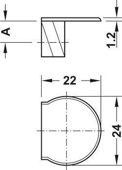 Nábytkový spoj, Rasant-Tab, k přišroubování do vrtaného otvoru ⌀ 3 nebo 5 mm