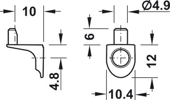 Podpěrka police, k přišroubování do vrtaného otvoru ⌀ 3 mm nebo 5 mm, zinková slitina