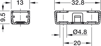 Nábytkový spoj, RV/U-T3 vnitřní prvek, se zajištěním