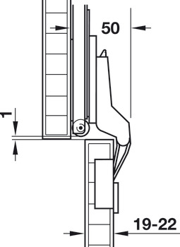 Sada háku k přišroubování, Pro vloženou montáž, tloušťka dveří 19–32 mm