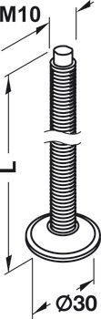 Nastavovací šroub, Závit M10, otočný, délka 60–120 mm