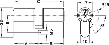 Oboustranná cylindrická vložka, CES 810 zamykací systém