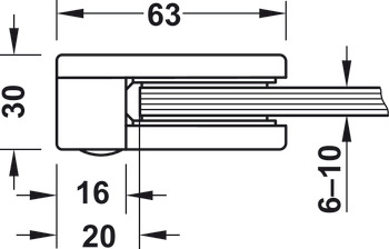 Držák skla, model 22, systém barového relingu