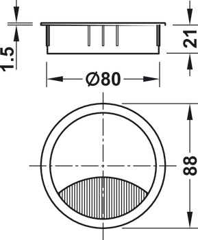 Kabelová průchodka, kulatá, Ø 67 nebo 88 mm