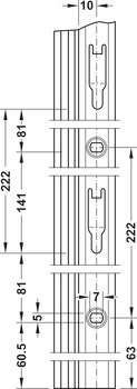 Systémová lišta, Vertikální systém NB, 1 řada pro stranové spojení