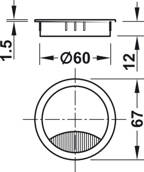 Kabelová průchodka, kulatá, Ø 67 nebo 88 mm