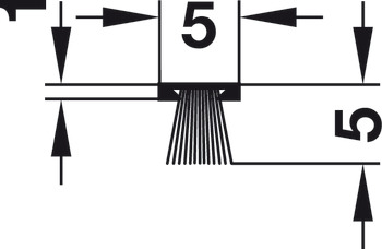 Kartáčové těsnění, Pro panel k nacvaknutí, 5 x 5 mm (Š x V)