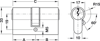 Oboustranná cylindrická vložka, standardní profil, bez prostupové spojky, Startec