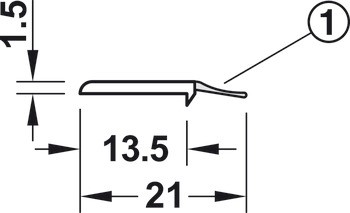 Dorazová páska, Těsnicí profil, k nalepení, 21 x 1,5 mm