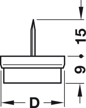 Nábytkový kluzák, Výška 9 mm, filc, k naražení