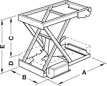 Zdvihací systém, Nůžkový mechanismus s kluzákem s kuličkovými ložisky, nosnost 80–150 kg