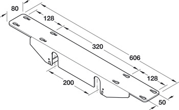 Spojovací kování desky, Pro 2 rámy, pro hloubku stolové desky 800 mm