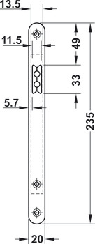 Magnetický zadlabací zámek, pro otočné dveře, profilová vložka, 116 1/2, backset 55 mm