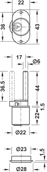 Centrální otočná zámková vložka se zámkem, S vložkou s pinovými stavítky, zdvih 17 mm, přizpůsobený standardní profil