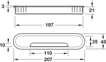 Kabelové vedení, rozměr výřezu 207 x 45 mm, 2dílná