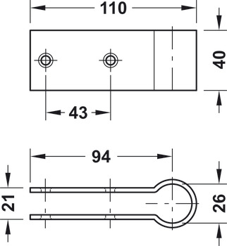 Upevňovací držák relingu, pro tloušťku panelu 8-14 mm