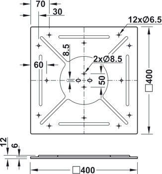 Montážní podložka pro stůl, Vyztužené, pro stolovou desku Ø do 1200 mm