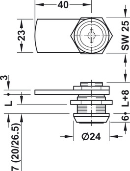 Zámek s PIN kódem, S pevnou vložkou s plátkovými stavítky, s rovným zamykacím jazýčkem