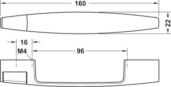 Úchytka s tlačítkem, Cara-Latch, Délka 160 mm