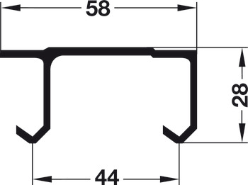 Dvojitá pojezdová kolejnice, horní, k přišroubování (s předvrtanými otvory)