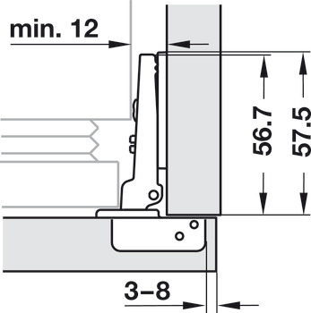 Nábytkový závěs, Duomatic 94°, plně naložená montáž, pro dveře lednice