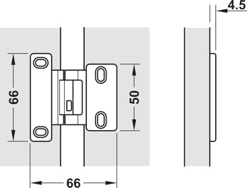 Speciální závěs, Pro laminátové dveře (HPL), pro polonaloženou montáž, mezera 6 mm
