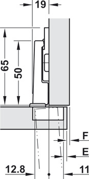 Nábytkový závěs, Modul Blum 95°, pro použití na dveře lednice