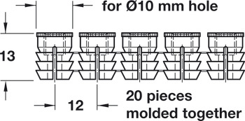 Pás rozevíracích pouzder, M6, polyamid
