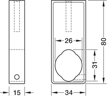 Středová podpěra šatní tyče Combi, Pro šatní tyč OVA 30 x 15 mm a kulatou šatní tyč Ø 25 mm