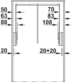 Distanční rám, Pro sklopnou tyč 2004, rozteč 20 mm, stohovatelný