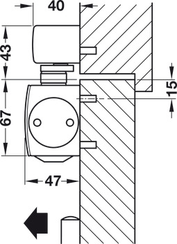 Horní dveřní zavírač, TS 5000 E-ISM, EN 2–6, s kluznou lištou, Geze