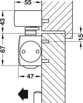 Horní dveřní zavírač, TS 5000 R-ISM, EN 2–6, s kluznou lištou, Geze