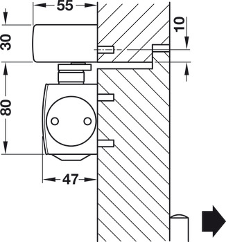 Horní dveřní zavírač, TS 5000 L-R-ISM VP, EN 2–6, s kluznou lištou, Geze