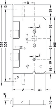 Zadlabací rozvorový zámek, pro únikové cesty a panikové prostory, B 2390, profilová vložka, BKS, backset 65 mm